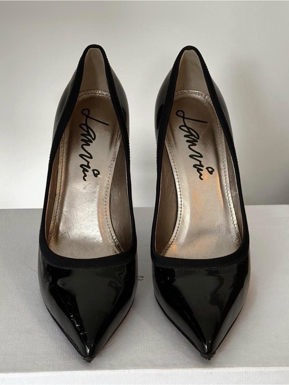 Lanvin Black Patent Pointed Toe Pumps